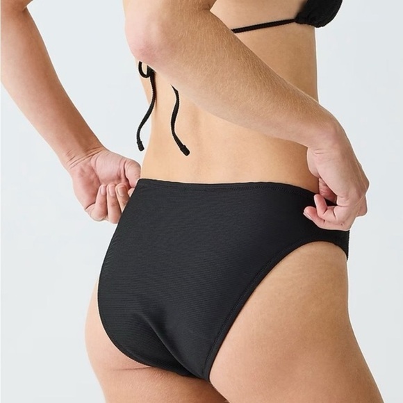 J. Crew Ribbed High-Rise Cheeky Bikini Bottom – Black Size XS & M BE808 - Picture 5 of 15